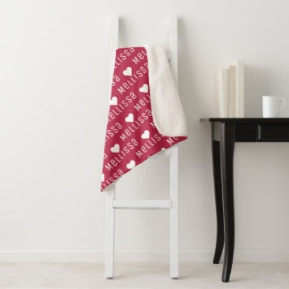 Magenta Repeating Name Monogram Herz Sherpadecke