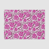 Magenta Retro Floral Pattern Seidenpapier (Vorderseite)