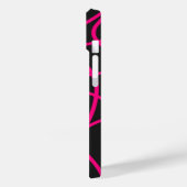 Magenta Ribbons auf schwarz Case-Mate iPhone Hülle (Rückseite / Links)