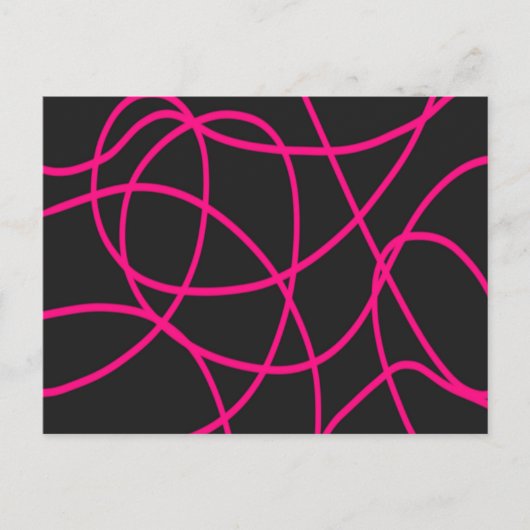 Magenta Ribbons auf schwarz Postkarte (Vorderseite)