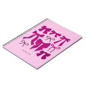 Magenta Romantic Bows Notizblock (Linke Seite)