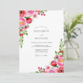 Magenta Romantic Spring Wedding Einladung (Stehend Vorderseite)