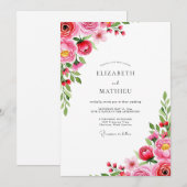 Magenta Romantic Spring Wedding Einladung (Vorne/Hinten)