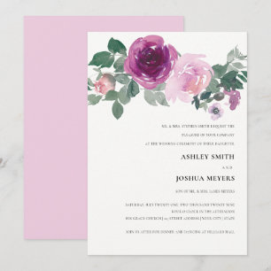 Magenta Rosa Aquarell Blumen Ivory Rosa Hochzeit Einladung