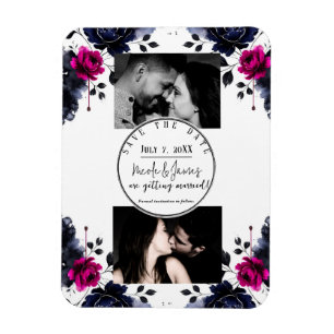 Magenta Rosa Blau Tintenblumen Aquarell Termin spe Magnet