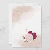 magenta rosa Blume grün Blätter Brautparty Einladung (Rückseite)