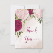 magenta rosa Blume Grün Blätter Hochzeit Dankeskarte (Vorderseite)