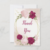 magenta rosa Blume Grün Blätter Hochzeit Dankeskarte (Vorderseite)