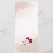 magenta rosa Blume Grün Blätter Hochzeit Menükarte (Rückseite)