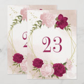 magenta rosa Blume grün Blätter Tischnummer (Vorne/Hinten)
