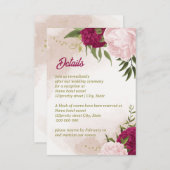 magenta rosa Blume grüne Blätter Begleitkarte (Vorne/Hinten)