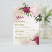 magenta rosa Blume grüne Blätter Begleitkarte (Stehend Vorderseite)