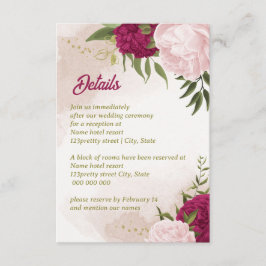 magenta rosa Blume grüne Blätter Begleitkarte