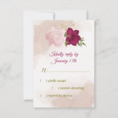 magenta rosa Blume grüne Blätter RSVP Karte (Vorderseite)