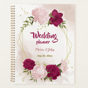 Magenta & rosa Blume Grüne Hochzeit Planer