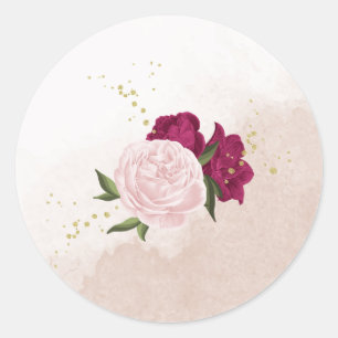 Magenta Rosa Blume Grüne Hochzeit Runder Aufkleber