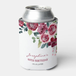 Magenta Rosa Blumen Grüner Geburtstag Dosenkühler