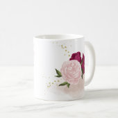 magenta rosa Blumengrün Kaffeetasse (VorderseiteRechts)