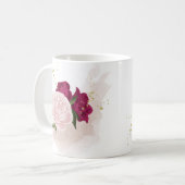 magenta rosa Blumengrün Kaffeetasse (Vorderseite Links)