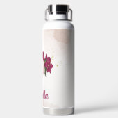 magenta rosa Blumengrün Trinkflasche (Rückseite)