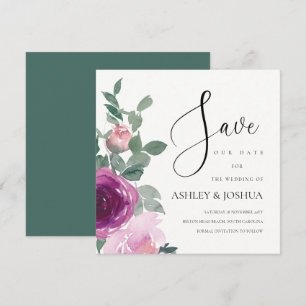 Magenta-Rosa-Blüten-Elfenbein- Save-The-Date-Karte Einladung