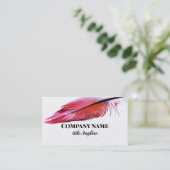 Magenta rosa Federkunst auf Weiß Visitenkarte (Stehend Vorderseite)