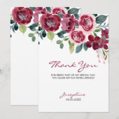 Magenta Rosa Floral Botanisch Dankeskarte (Vorne/Hinten)