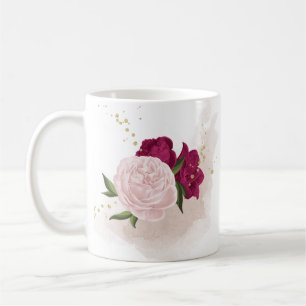 magenta rosa florale verde kaffeetasse
