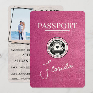 Magenta Rosa Florida Reisepass Save The Date