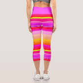 Magenta rosa gelbes, gestreift capri leggings (Rückseite)