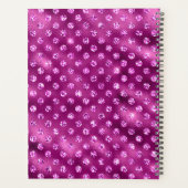 Magenta Rosa Glitzer Dots & Black Edges Monogramm Planer (Rückseite)
