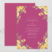 Magenta-Rosa-Hochzeit Einladung (Vorne/Hinten)