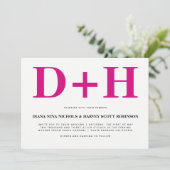Magenta rosa Initialen fett Typografie Hochzeit Einladung (Stehend Vorderseite)