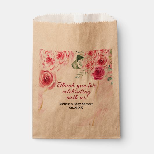 Magenta Rosa Kraft Braun Gefälligkeitstaschen Geschenktütchen (Vorderseite)