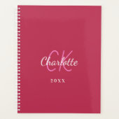 Magenta rosa Monogramm Initialen Name 2026 Planer (Vorderseite)