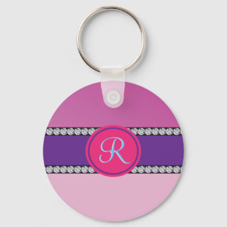 Magenta Rosa Monogramm Schlüsselanhänger