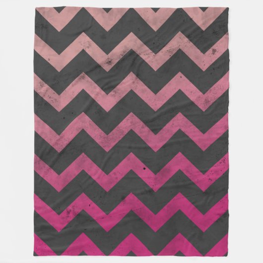 Magenta rosa Ober dunkelgrau Zickzack Muster Fleecedecke (Vorderseite)