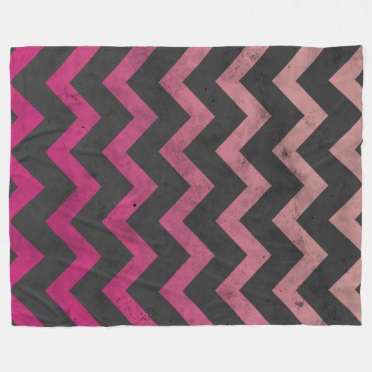 Magenta rosa Ober dunkelgrau Zickzack Muster Fleecedecke (Vorderseite (Horizontal))