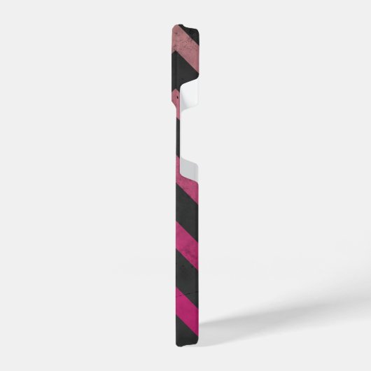Magenta rosa Ober dunkelgrau Zickzack Muster iPhone Hülle (Linke Seite)