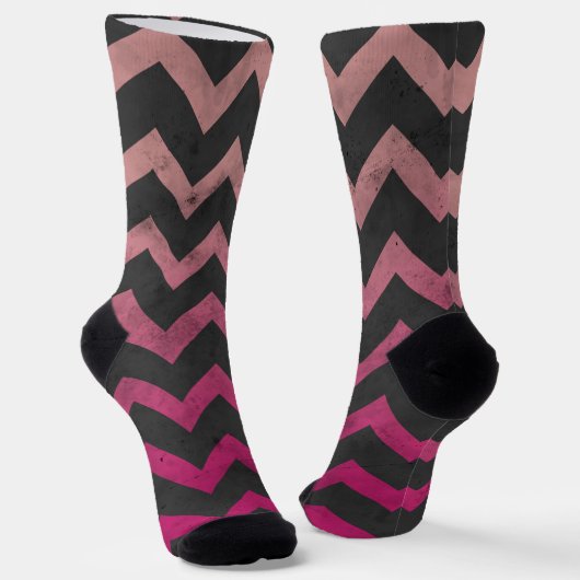 Magenta rosa Ober dunkelgrau Zickzack Muster Socken (Gewinkelt)