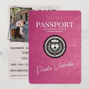 Magenta Rosa Puerta Vallarta Reisepass Save The Date