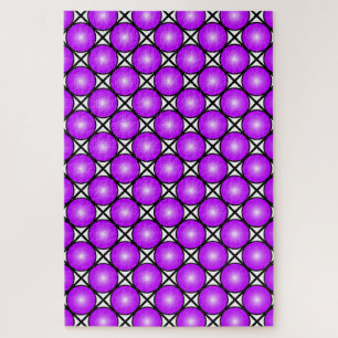 Magenta Rosa Punkte Schwarz Weiß Gittermuster Puzzle