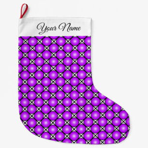 Magenta Rosa Punkte Schwarz Weiß Muster Eigener Na Großer Weihnachtsstrumpf