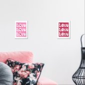 Magenta Rosa Retro LIEBE Typografie mit Herzen Bilderwand Sets (Wohnzimmer)