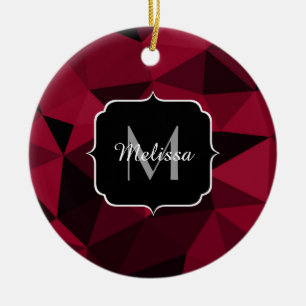 Magenta rosa rotes Schwarz Geometrie-Muster Monogr Keramik Ornament