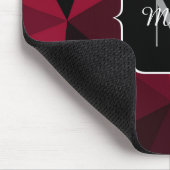 Magenta rosa rotes Schwarz Geometrie-Muster Monogr Mousepad (Ecke)