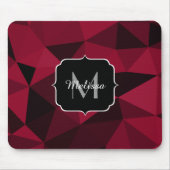 Magenta rosa rotes Schwarz Geometrie-Muster Monogr Mousepad (Vorne)