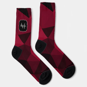 Magenta rosa rotes Schwarz Geometrie-Muster Monogr Socken