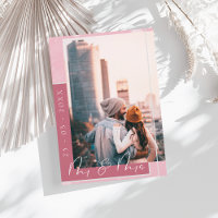 Magenta Rosa Schriftfoto Save-the-Date-Karte
