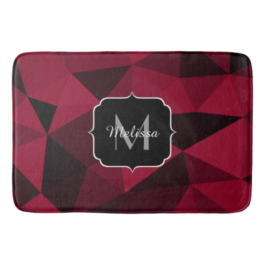 Magenta rosa Schwarz Geometrie Muster Monogram Badematte (Vorderseite)